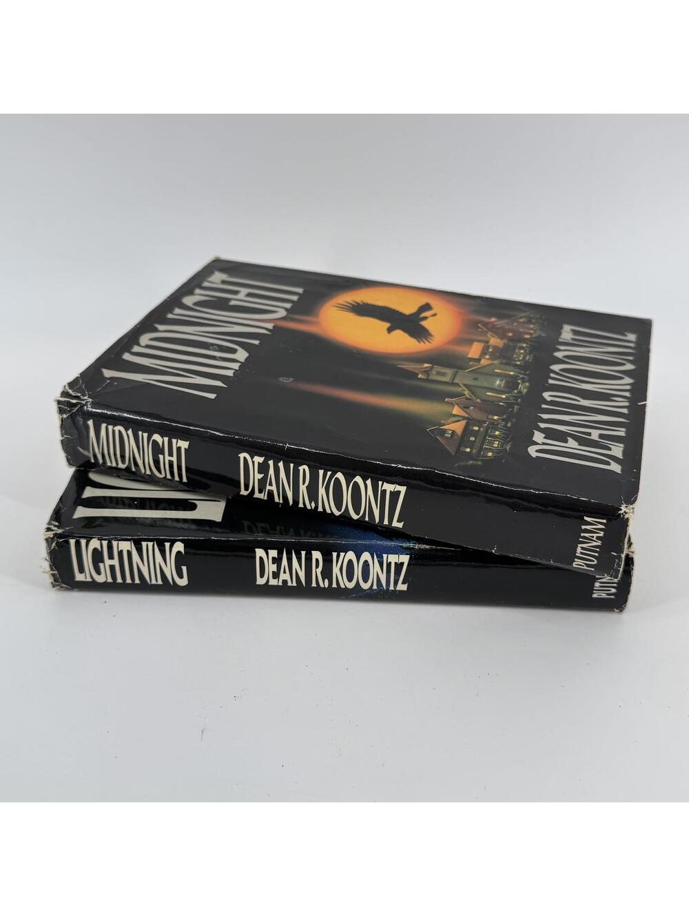 SET OF 2 - Vintage Midnight & Lightning by Dean R. Koontz Hardcover Books #TM225